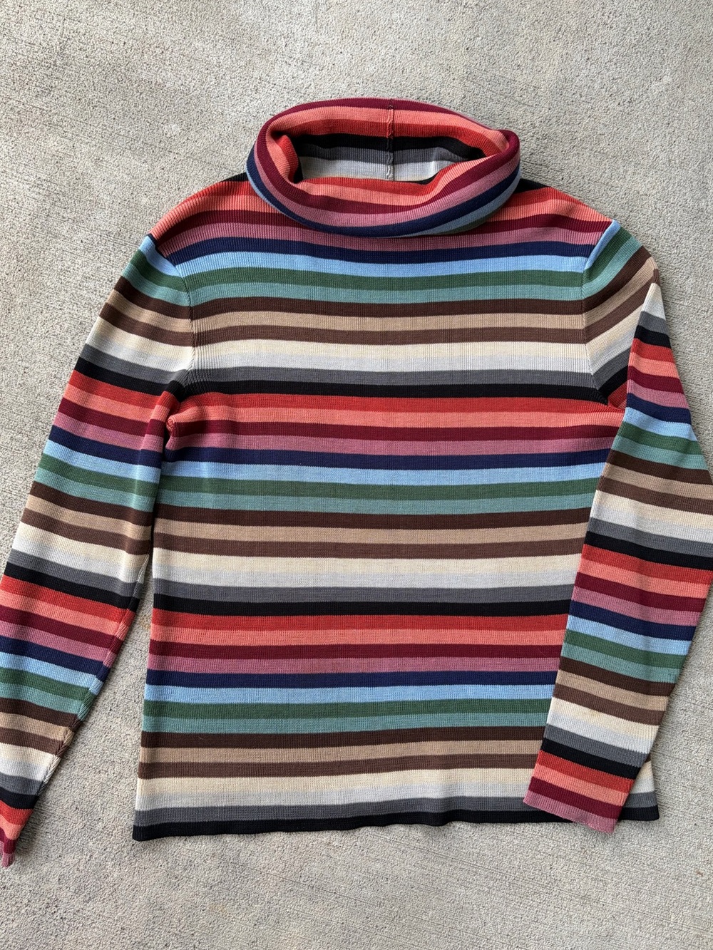 Vintage 90s color block stripe turtleneck sweater knit top rainbow